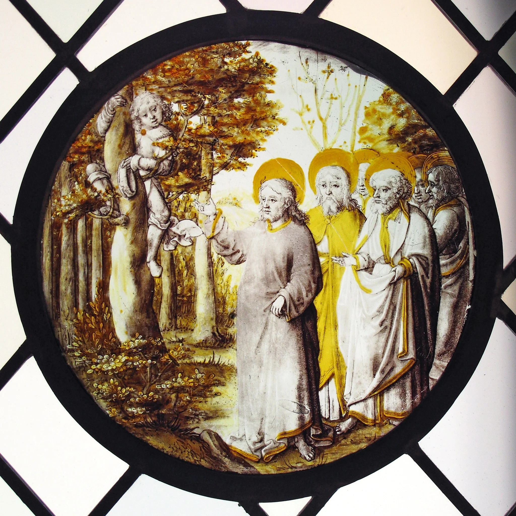 Roundel with Christ and Zacchaeus, detail