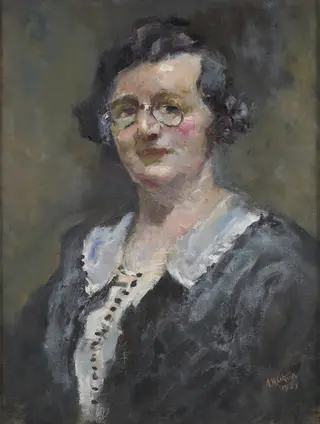 Portrait of Miss I. Robertson, by Alfred Henry O'Keeffe, oil, 1933