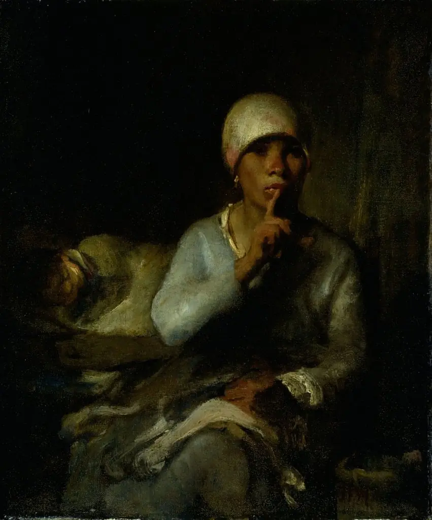 Woman and Child (Silence), by Jean François Millet, oil, 1855