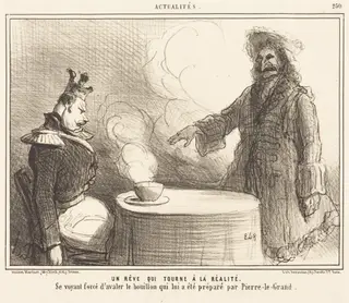 Un rêve qui tourne a la réalité, by Honoré Daumier, ink, 1855