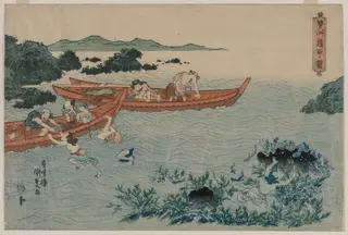Abalone Divers off the Coast of Ise, from an Untitled Landscape Series, by Utagawa Kunisada, 1834