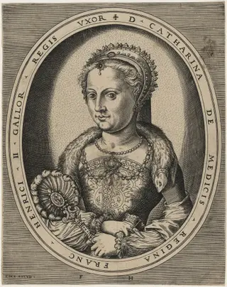 Catherine de Medici, Wife of Henry II of France, by Frans Huys, ink, 1542