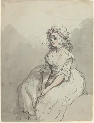 A Young English Beauty, by Thomas Rowlandson, ink, 1790