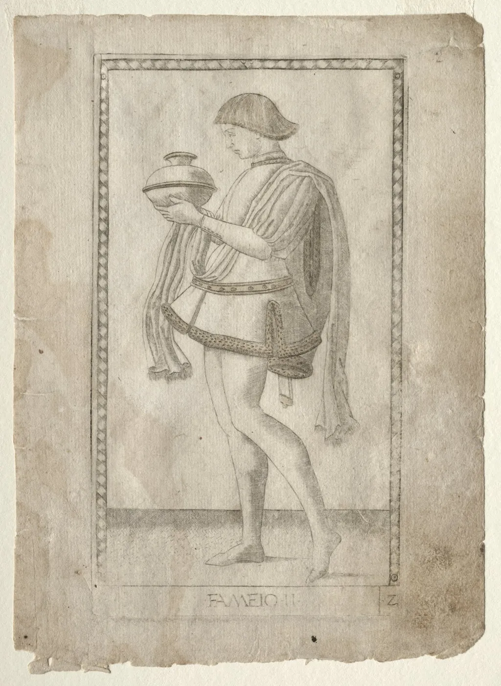 The Servant (from the Tarocchi, series E: Conditions of Man, #2), by Master of the E-Series Tarocchi, 1467