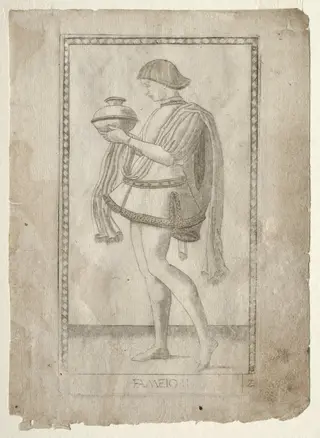 The Servant (from the Tarocchi, series E: Conditions of Man, #2), by Master of the E-Series Tarocchi, 1467