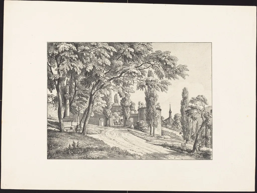Entrance to the Convent Courtyard, by Ernst Fries, ink, 1829