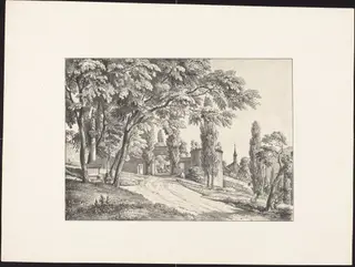 Entrance to the Convent Courtyard, by Ernst Fries, ink, 1829
