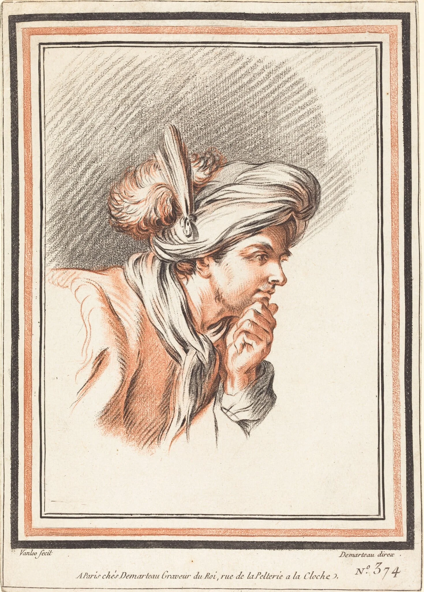 Head of a Man Wearing a Plumed Turban, detail
