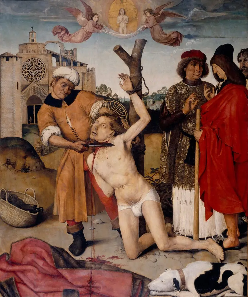 Martyrdom of Saint Cucuphas, by Ayne Bru, oil, 1500