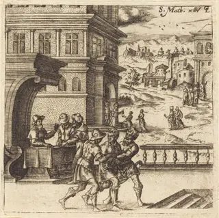 Parable of the Talents  (The Worthless Servant Cast into the Outer Darkness), by Léonard Gaultier, ink, 1578
