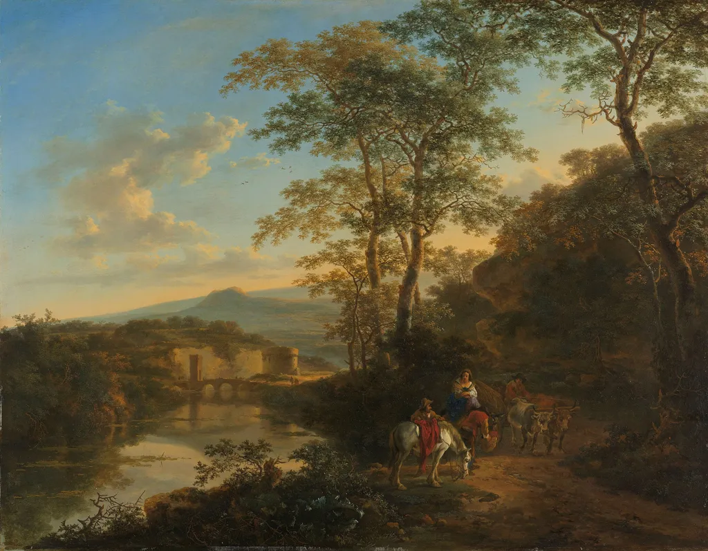 Italian landscape with the Ponte Molle, by Jan Both, oil, 1650