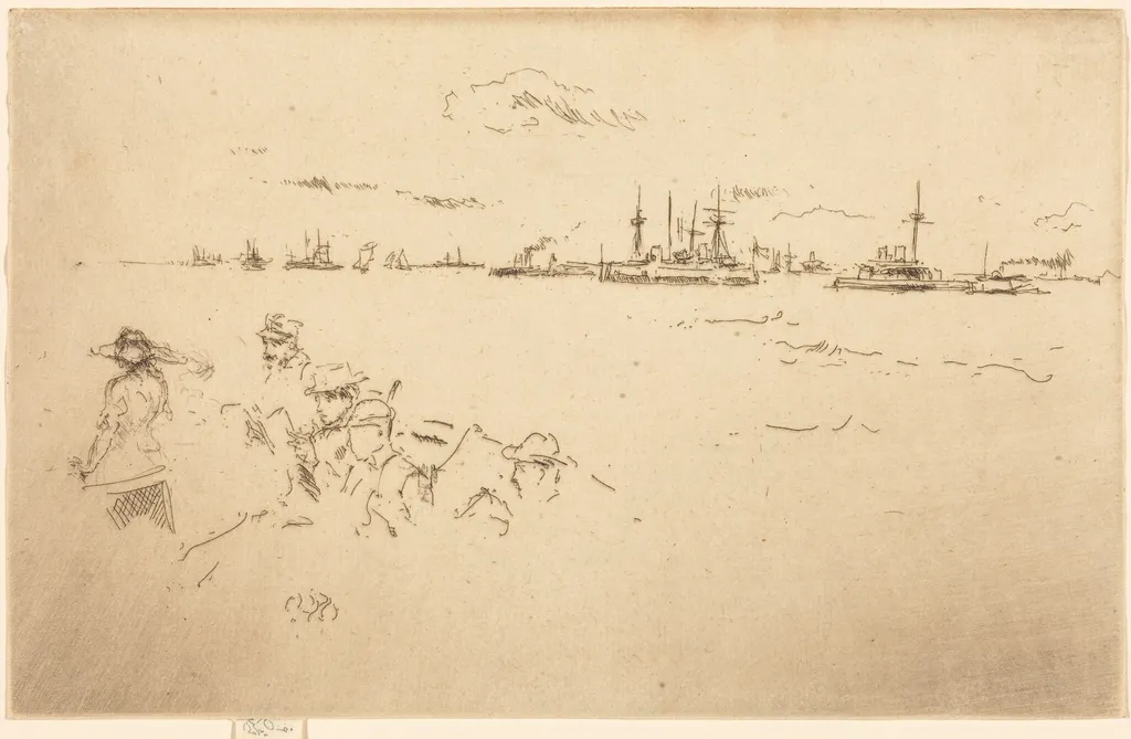 Monitors, by James McNeill Whistler, ink, 1887