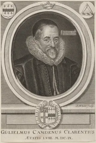 William Camden, by Robert White, ink, 1691