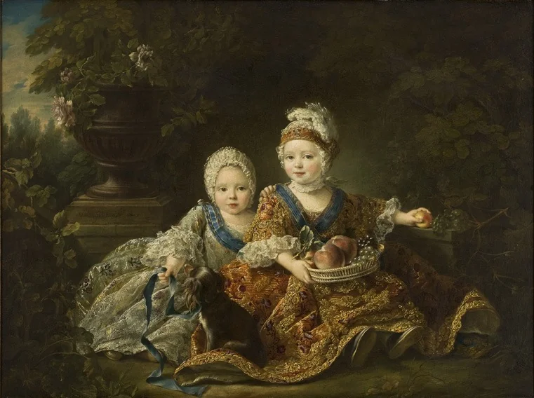 The Duke of Berry and the Count of Provence as Children, detail