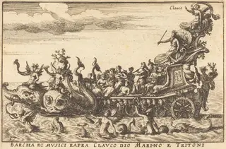 Barcha di musici rapra Clauco dio Marino e Tritoni, by Balthasar Moncornet, ink, 1634