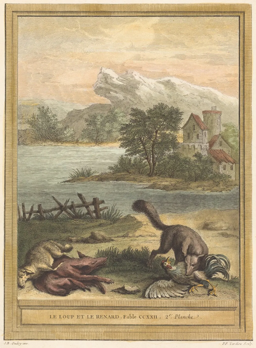 Le loup et le renard (The Wolf and the Fox), by Pierre François Tardieu, ink, 1759