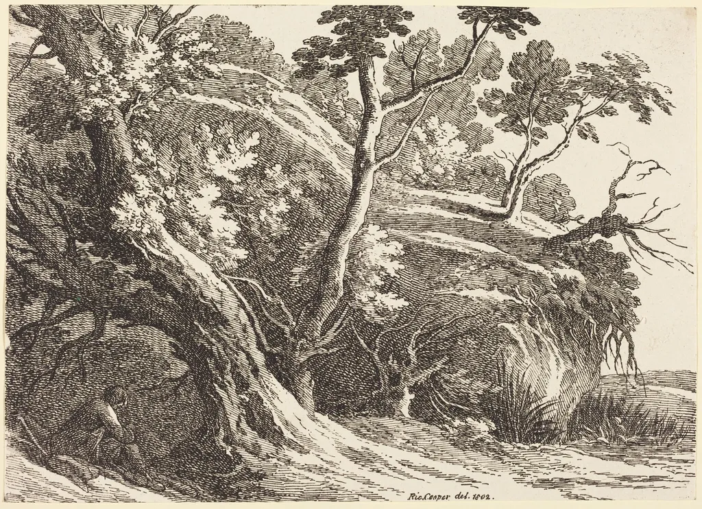 Landscape with Large Trees, by Richard Cooper II, ink, 1802