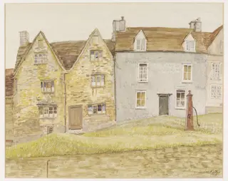 Houses on the Green, Tetbury, by Puller, watercolor