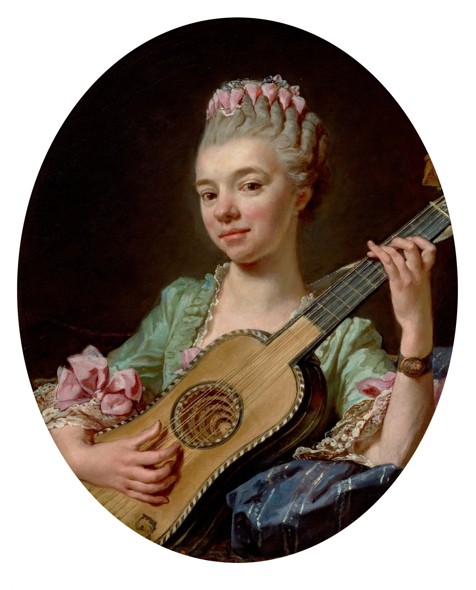Young Woman with a Guitar, detail