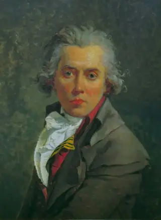 Self-portrait with three collars, by Jacques-Louis David, oil, 1796
