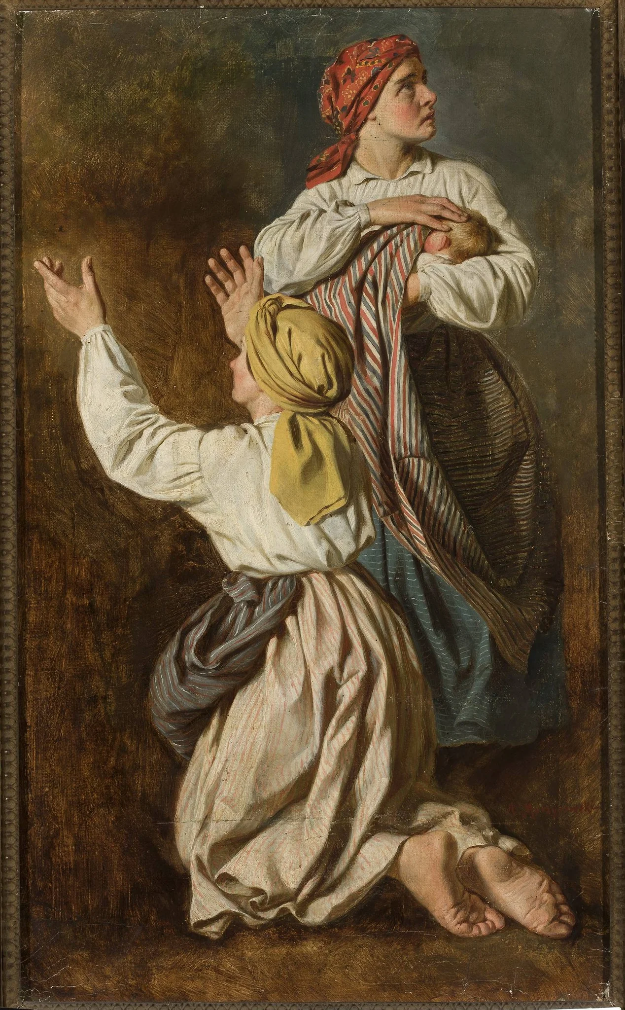 Women fleeing from the fire, detail