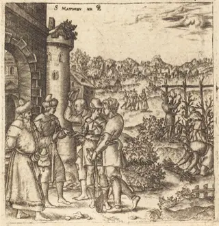 The Parable of the Laborers in the Vineyard, by Léonard Gaultier, ink, 1578
