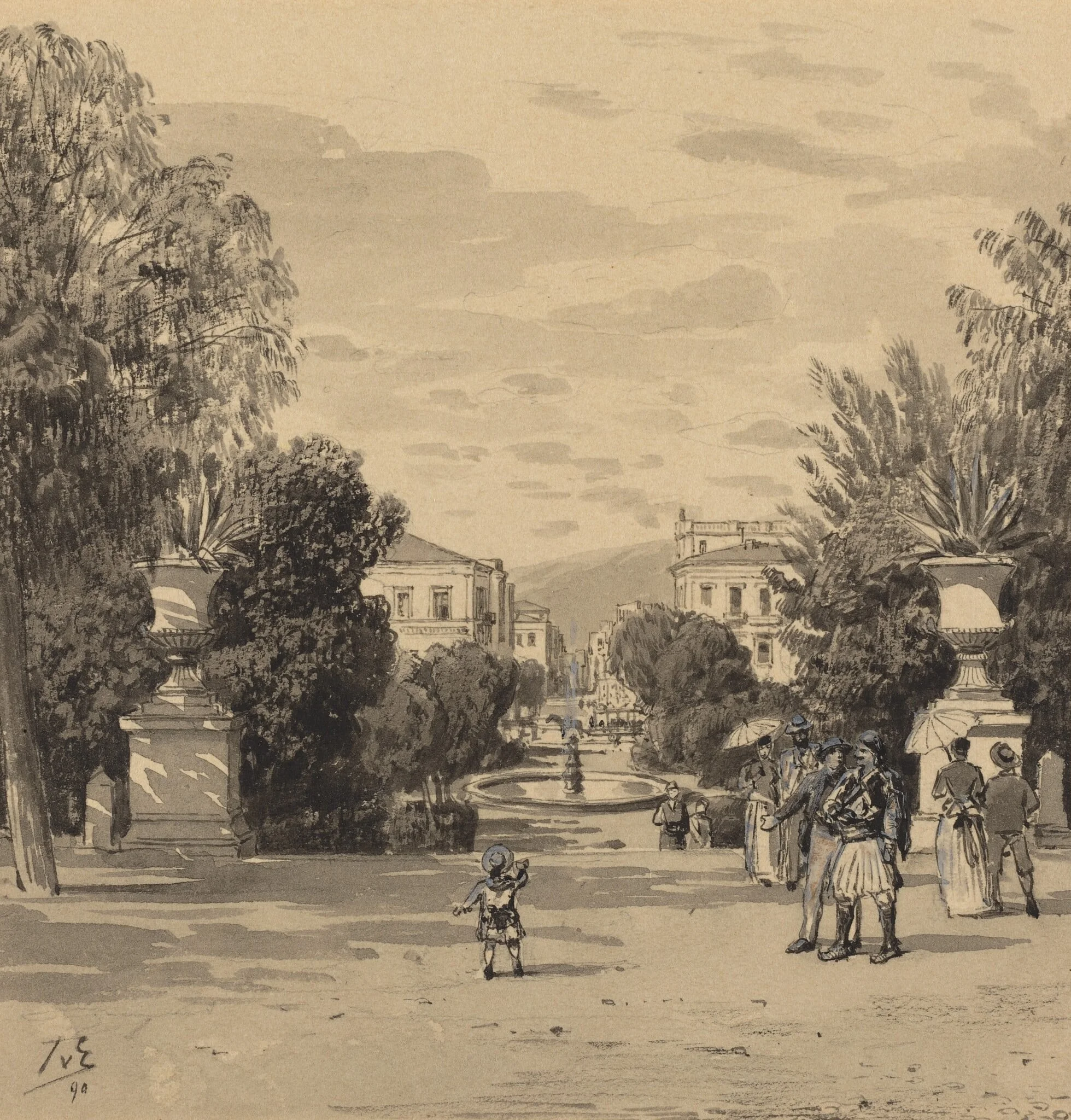 View from the Old Royal Palace of the Hermesstreet, detail