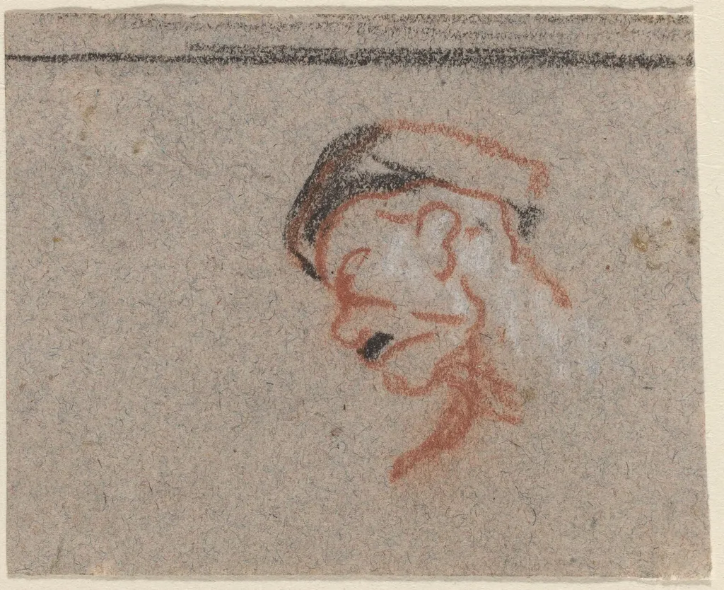 Head of a Man, by Honoré Daumier, crayon, 1844