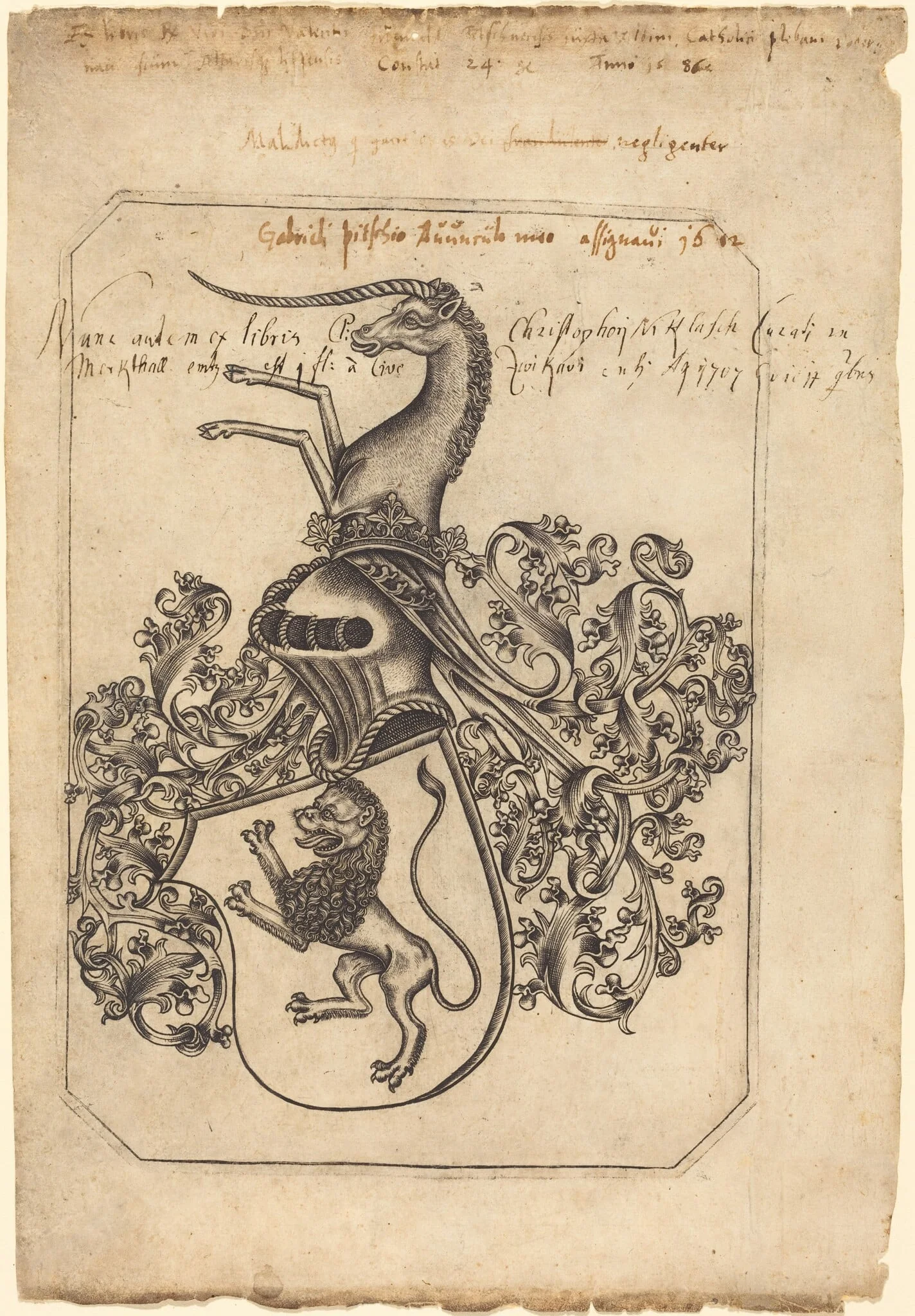 Coat of Arms with a Lion and Unicorn, detail