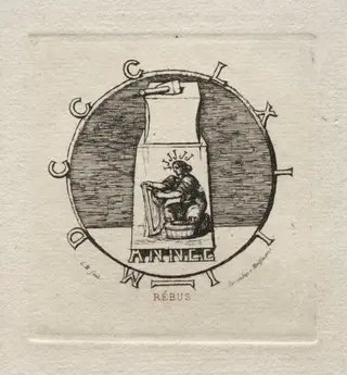 Rebus:  "Here lies the ancient vendetta", by Charles Meryon, 1863