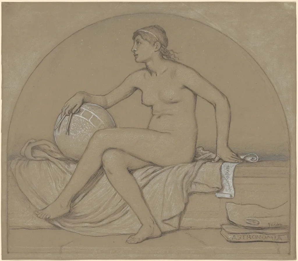 Study for "Astronomy", by Elihu Vedder, charcoal, 1892