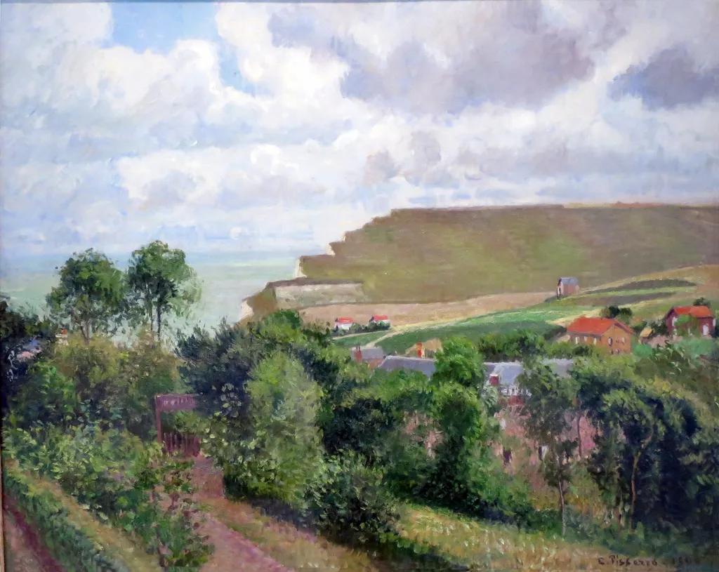 View of Berneval, by Camille Pissarro, oil, 1900