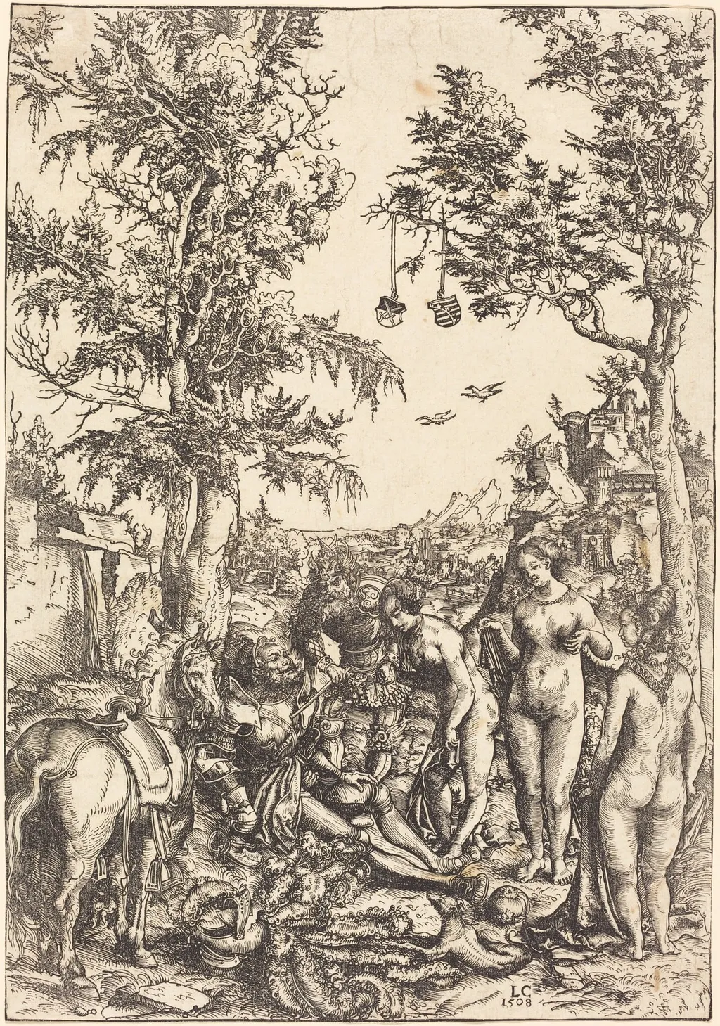 The Judgment of Paris, by Lucas Cranach the Elder, ink, 1508