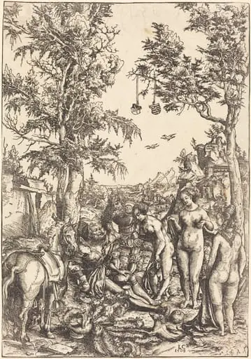 The Judgment of Paris, by Lucas Cranach the Elder, ink, 1508