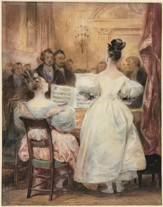 A Concert:  Laura Devéria Singing, by Eugène Devéria, 1831