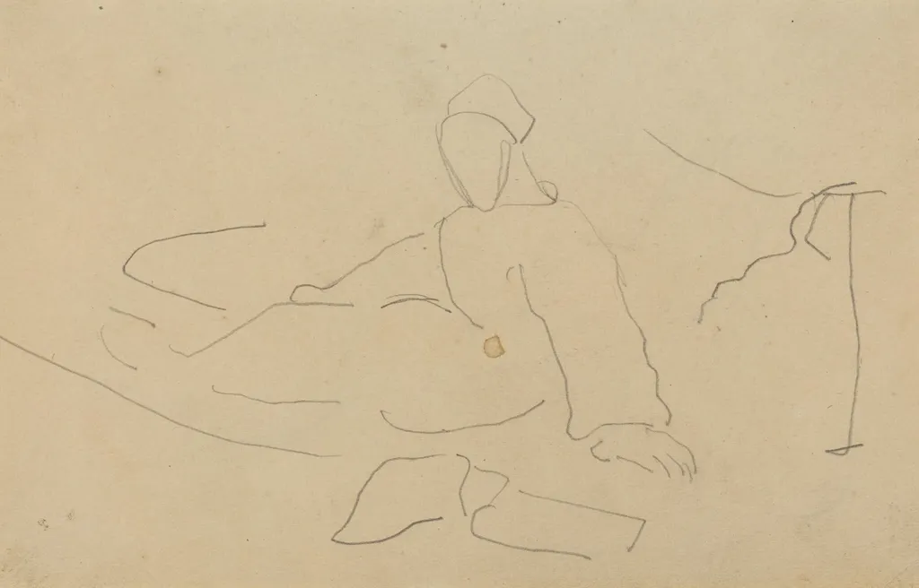 Figure Seated on the Ground [recto], by Paul Gauguin, graphite, 1886