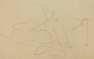 Figure Seated on the Ground [recto], by Paul Gauguin, graphite, 1886