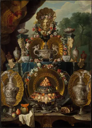 Still Life with Silver, by Alexandre-François Desportes, oil, 1720