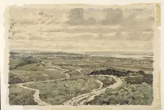 Poole Harbour from the Dorset Hills, by David Wilson, watercolor, 1900
