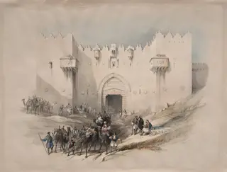 Gate of Damascus, Jerusalem, by David Roberts, 1839