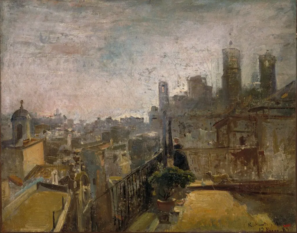 View of Barcelona from a Rooftop in Riera de Sant Joan, by Ramon Martí Alsina, oil