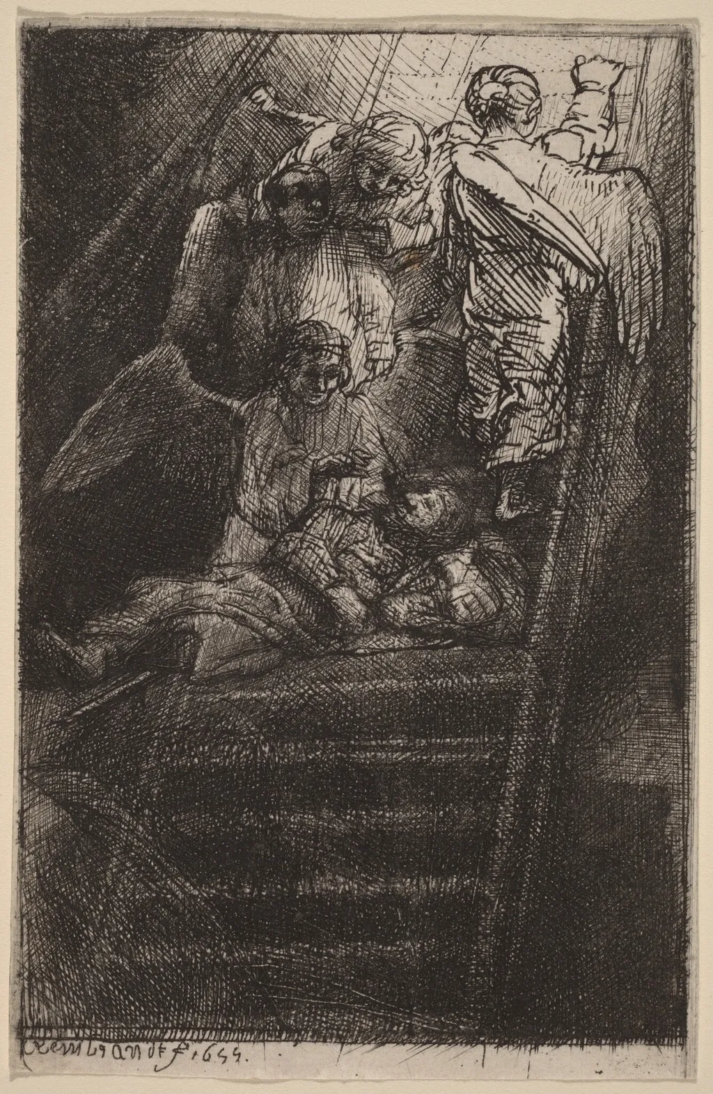 Jacob's Ladder, by Rembrandt van Rijn, ink, 1655