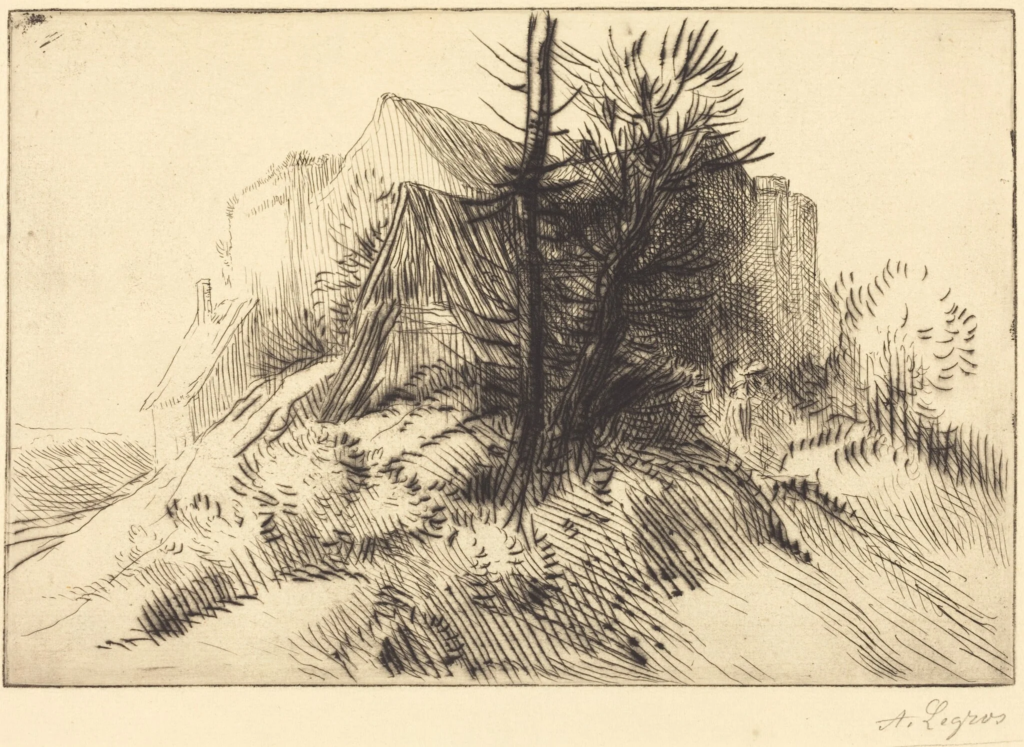 Farm in Winter (Une ferme en hiver), detail