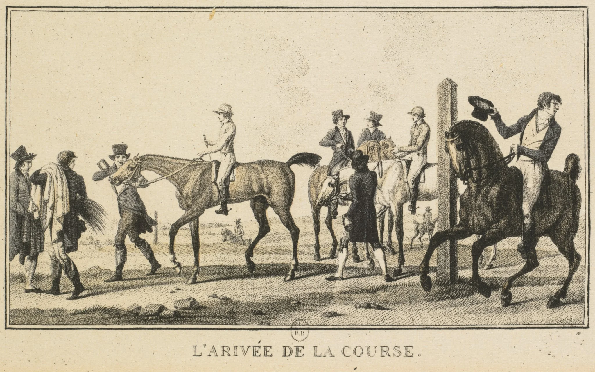 Racing Scenes: A Horse Arriving at the Race (Scènes Hippiques: Cheval arrivant de la chasse), detail