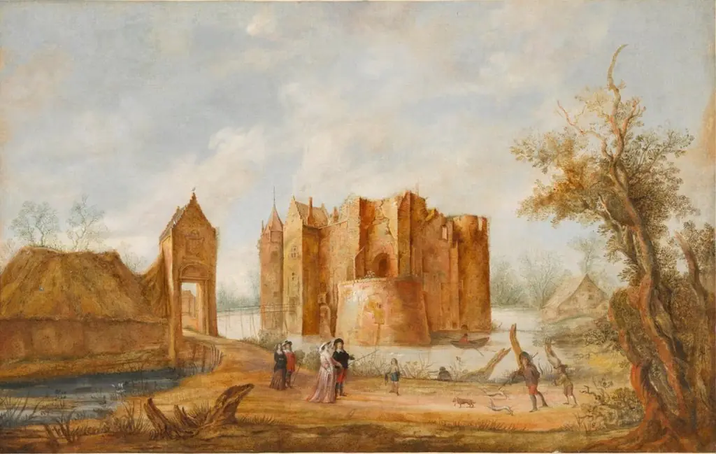 Landscape with a Castle, by Gillis Neyts, oil, 1660
