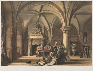 Hall, Bolsover Castle, Derbyshire, by Joseph Nash, 1840
