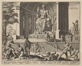 Olympy Iovis Simulacrum (The Statue of Jupiter at Olympia), by Philip Galle, ink, 1572