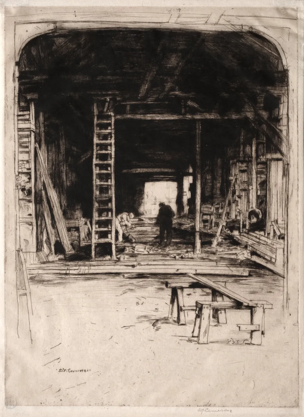 Robert Lee's Workshop, by David Young Cameron, 1905