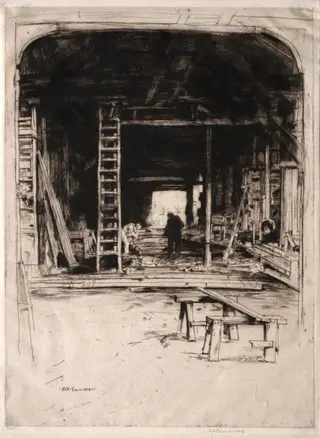 Robert Lee's Workshop, by David Young Cameron, 1905
