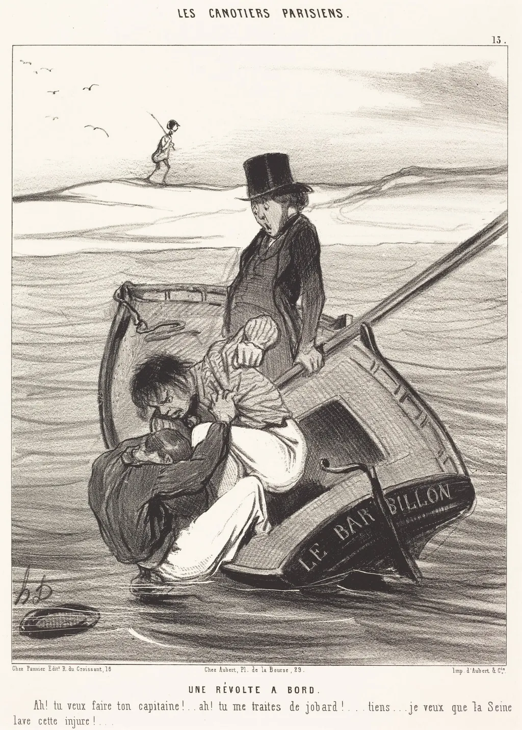 Une Révolte a Bord, by Honoré Daumier, ink, 1843